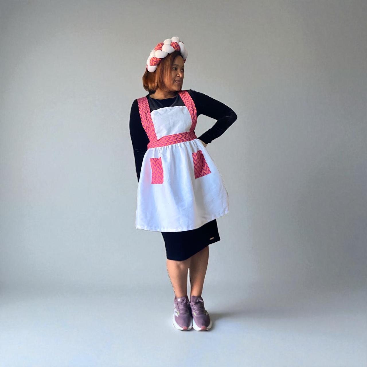 Pink and white Apron Set